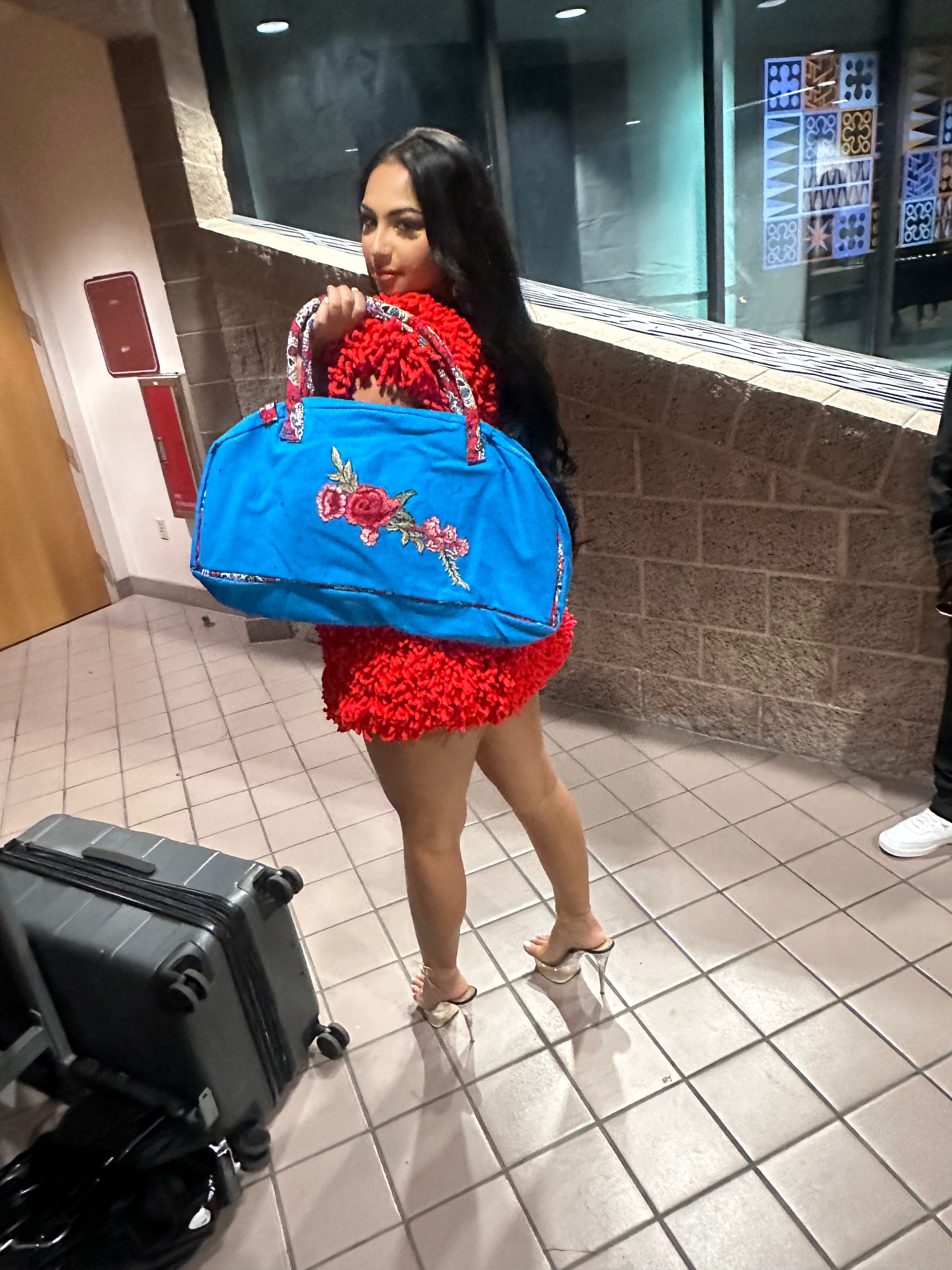 Custom Red Cherry Sherpa & Candy Skull bag - BombFace Brand