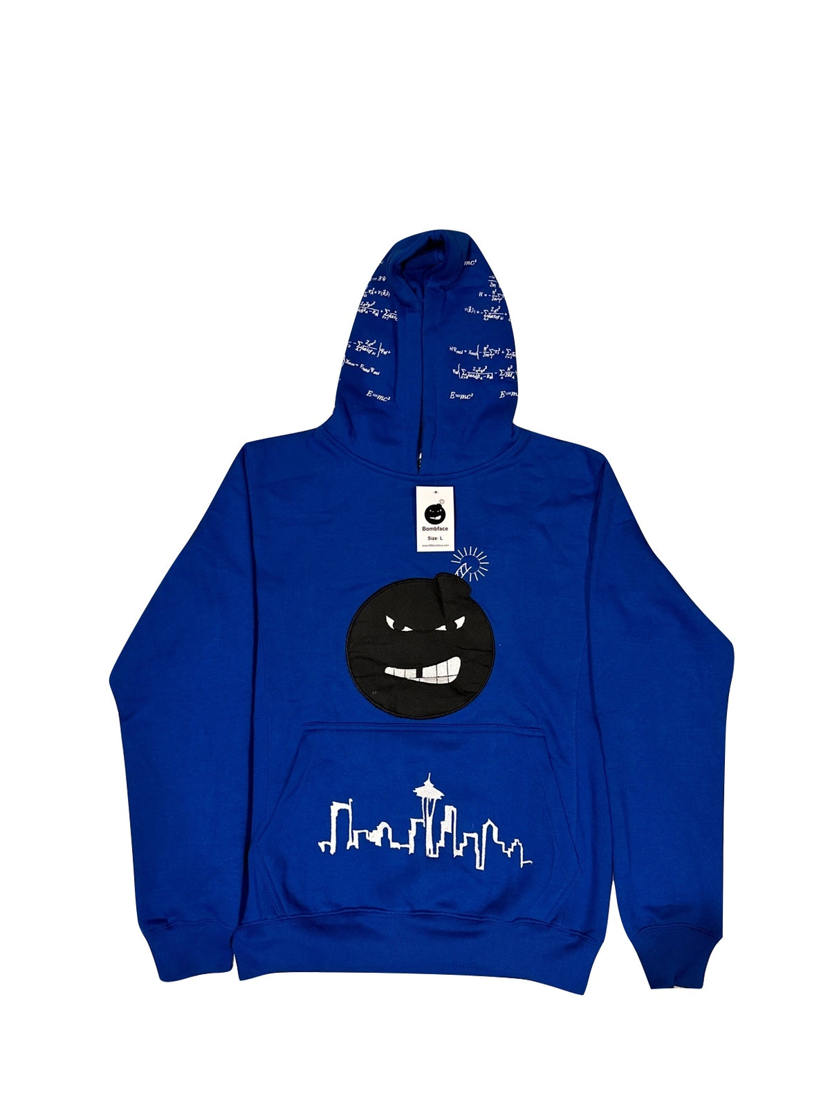 Royal Blue hoodie with the Seattle Skyline on the hoodie pocket. This hoodie is dedicated to the Seattle life and style