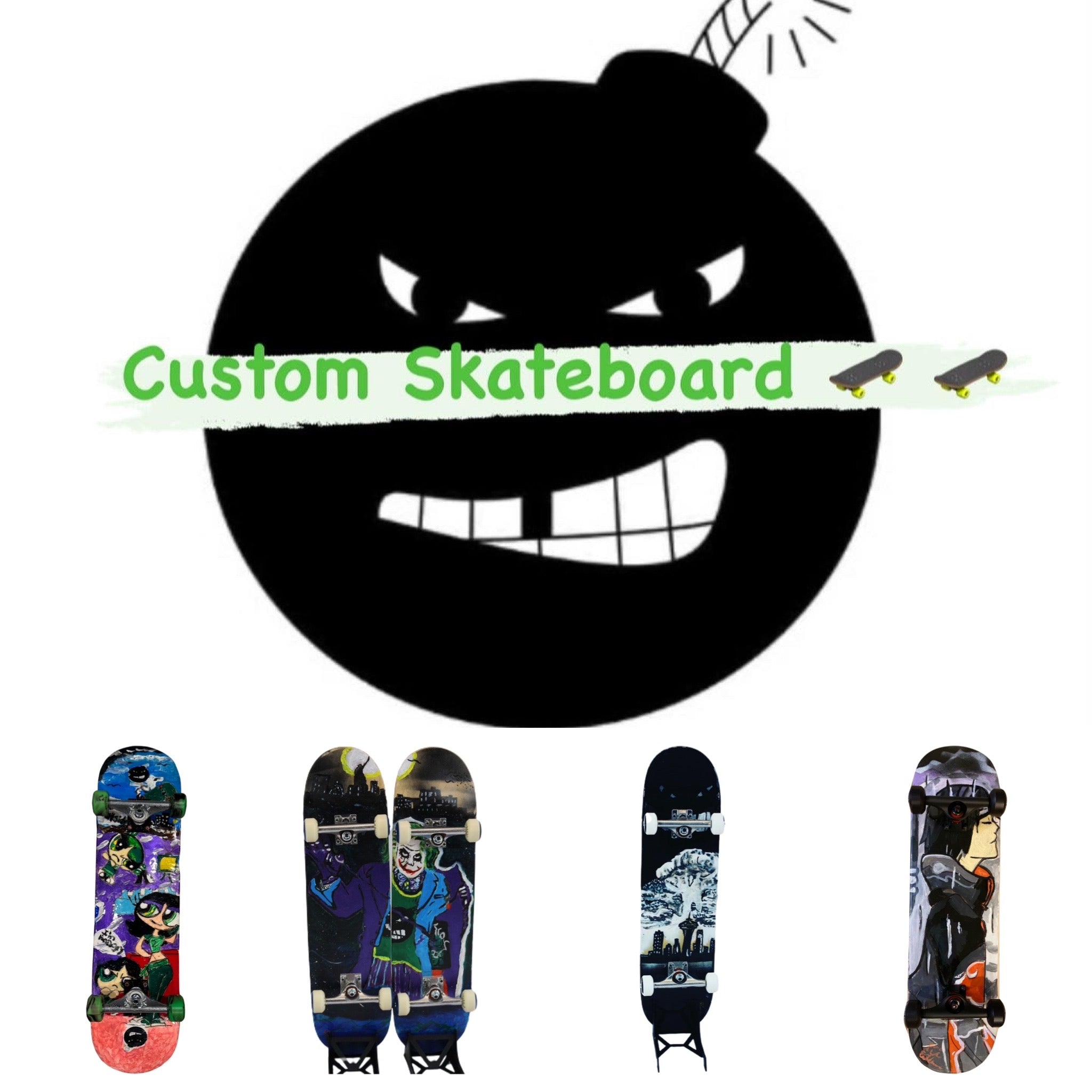 custom skateboard, skaetboard with paint, acrylic paint, paint on skateboard