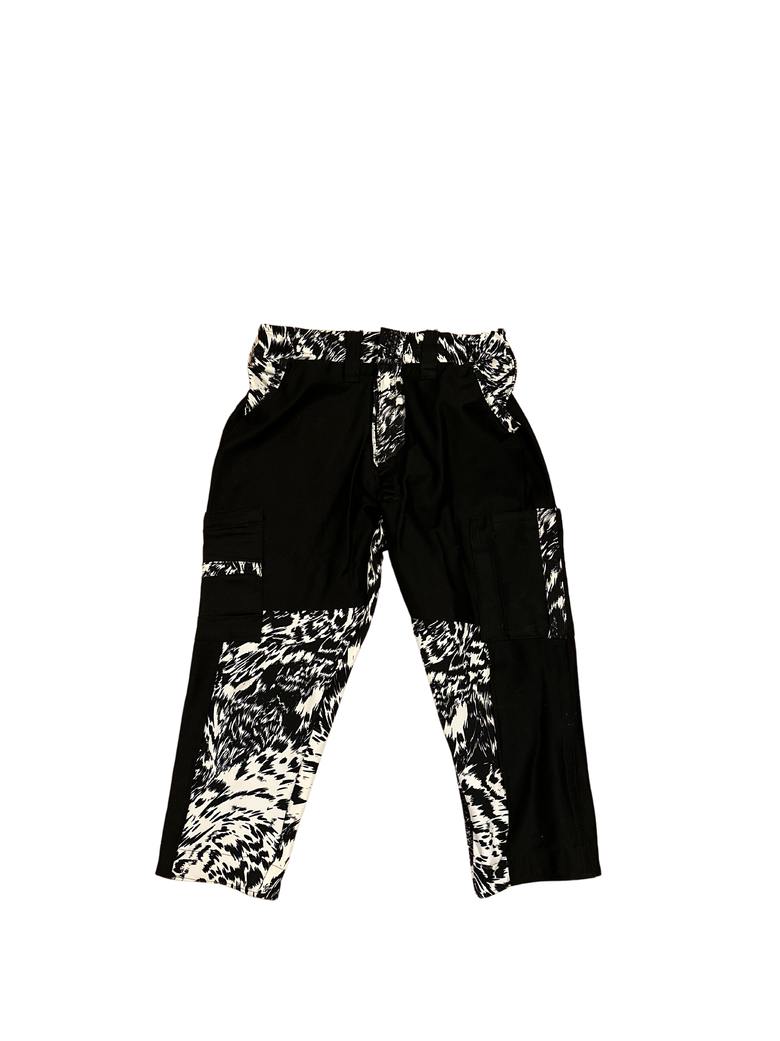 Custom Black & White Balenciaga Fabric 2 Piece Vest, Capri Pant