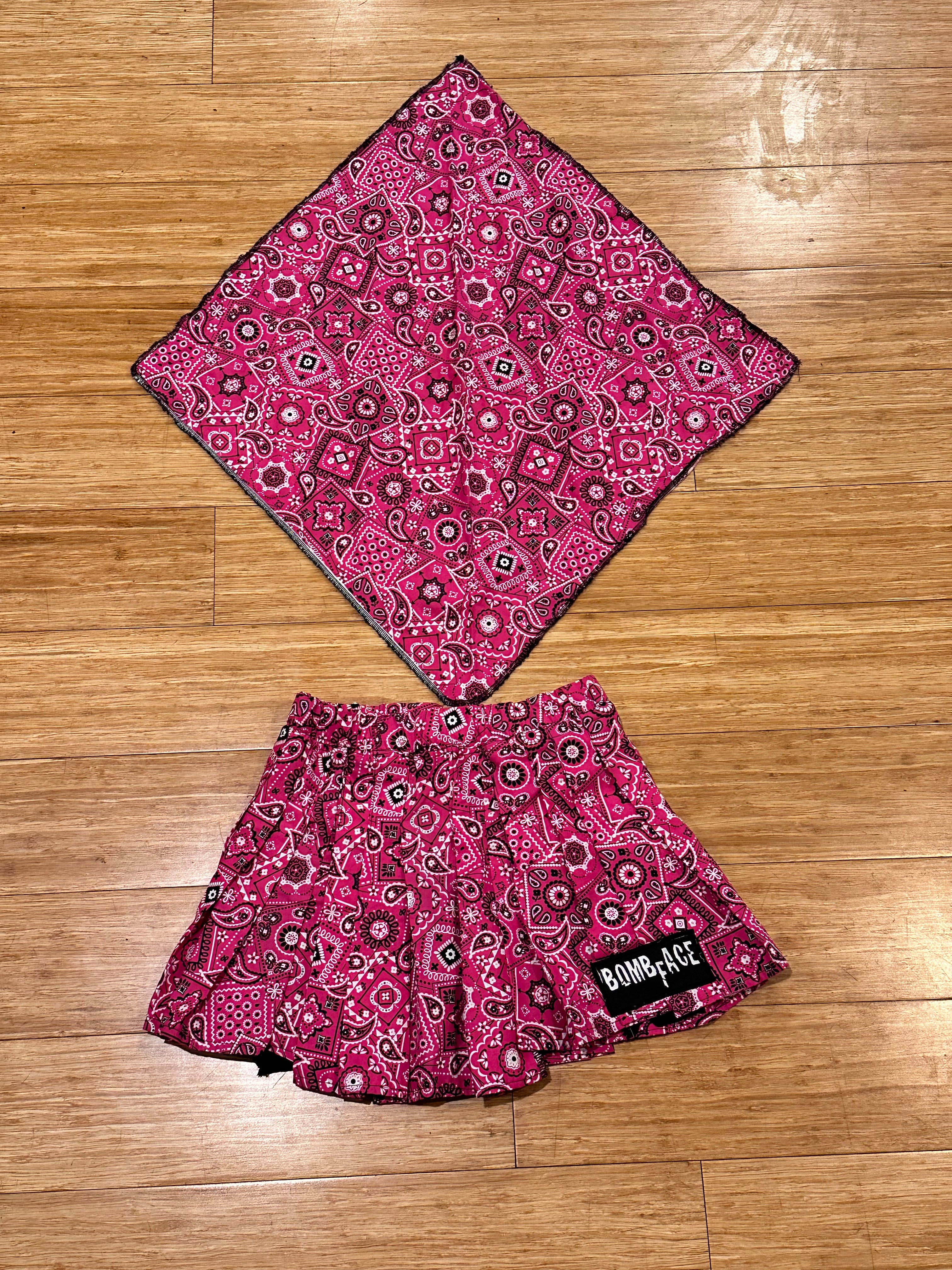 Custom Pink Paisley Skirt & Bandana