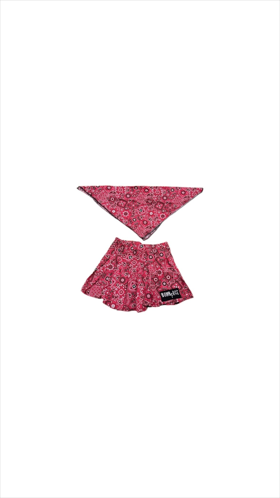 Custom Pink Paisley Skirt & Bandana - BombFace Brand