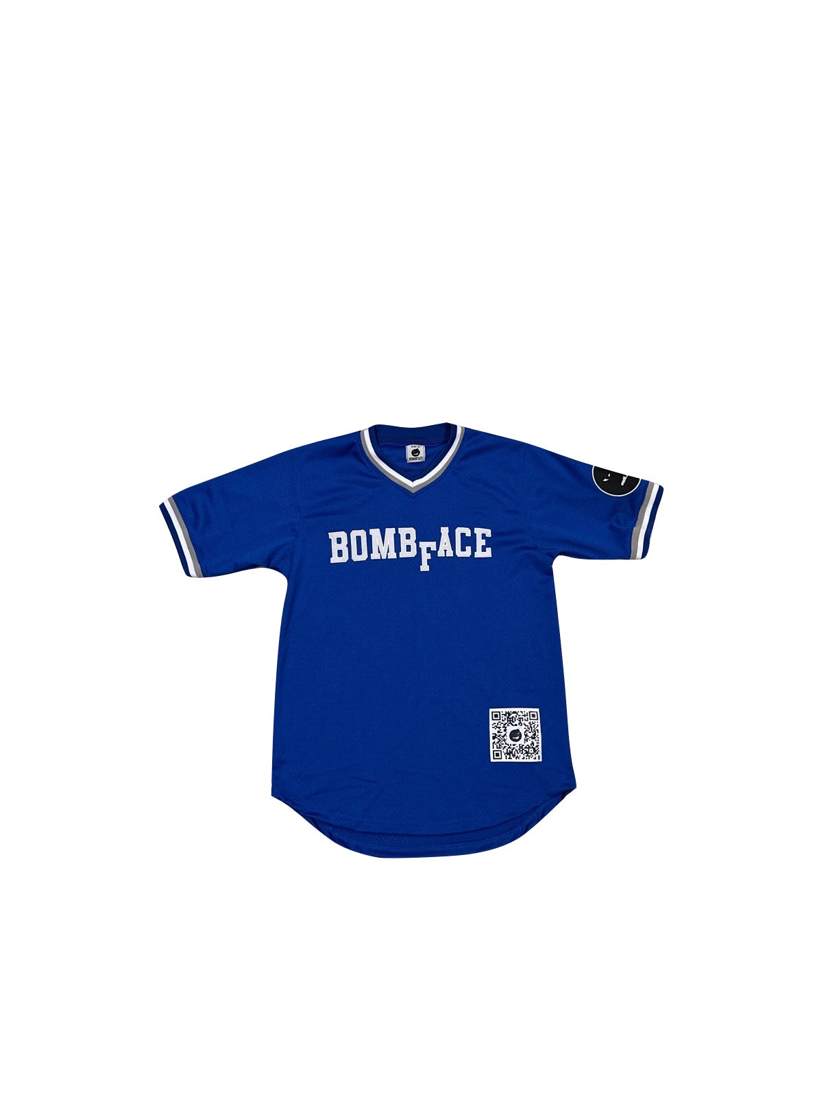 Blue baseball jersey, BombFace v-neck baseball jersey, BOMBFACE blue v-neck baseball jersey, Blue baseball jersey. baseball jersey. blue v-neck baseball jersey