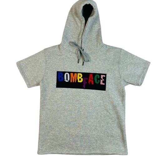 BombFace Nameplate Sudadera con capucha de manga corta Negro