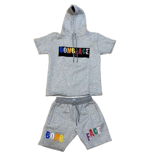 BombFace Nameplate Sudadera con capucha de manga corta Negro