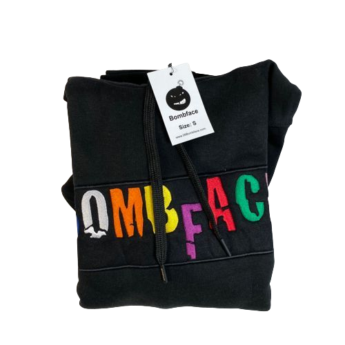 BombFace Nameplate Sudadera con capucha de manga corta Negro